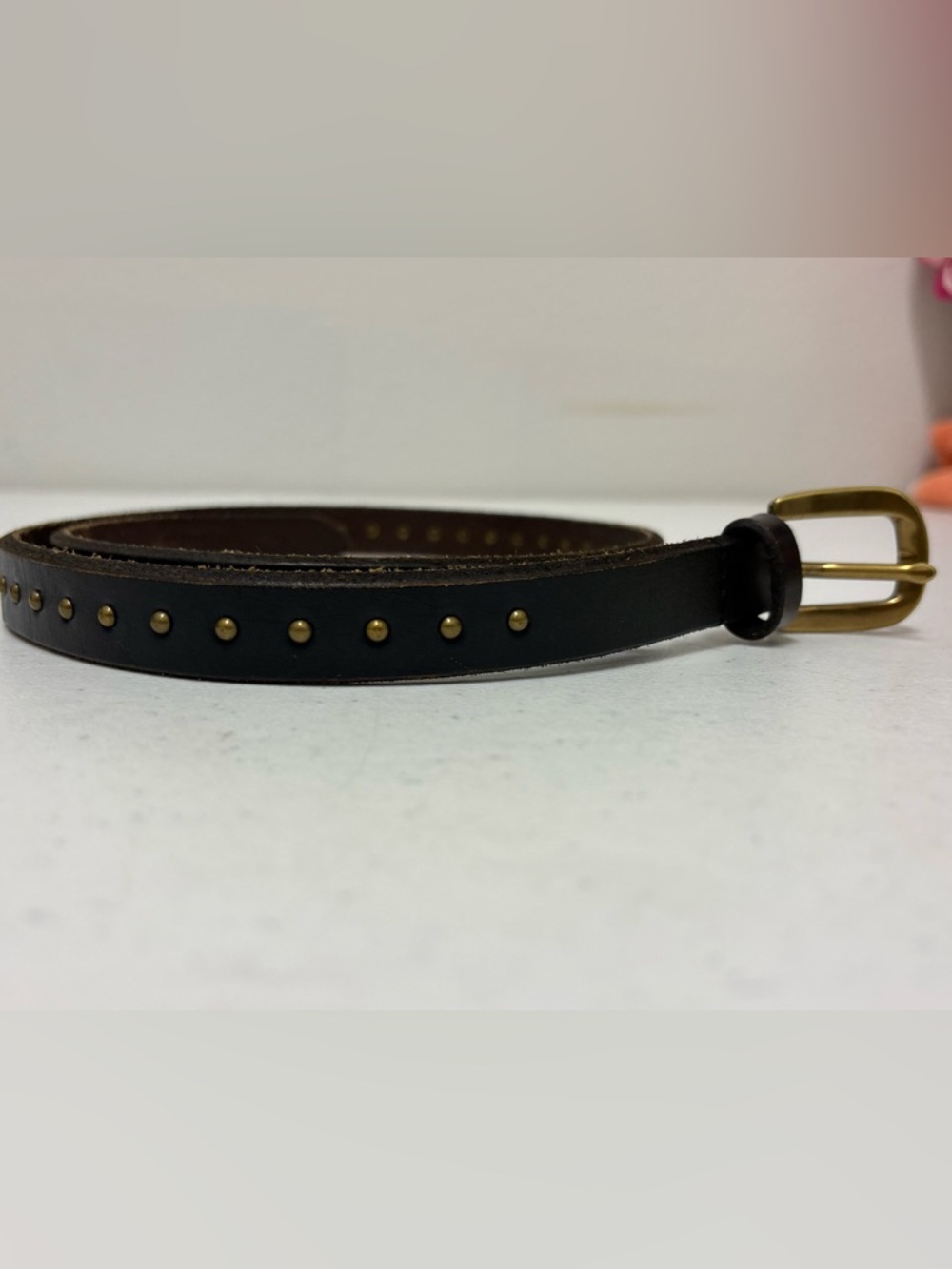 American Living Black Leather Studded Belt